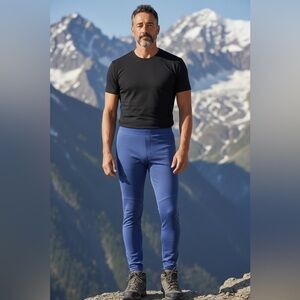 Patagonia Capilene Base Layer Pants Blue Thermal Leggings Size L Made USA